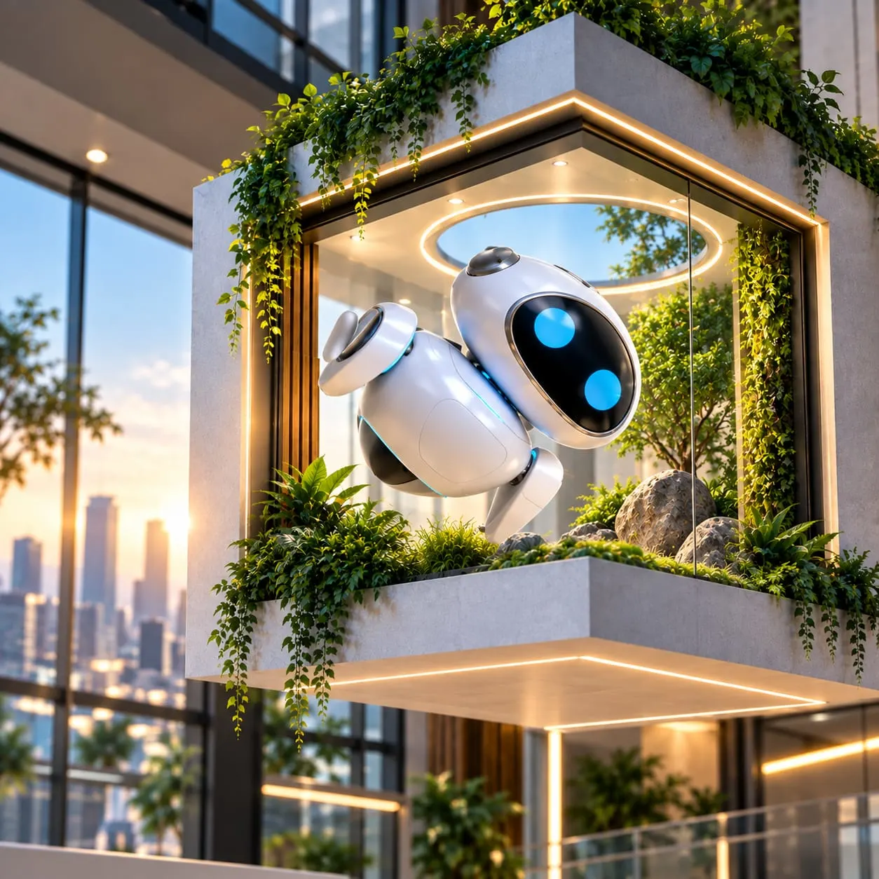 Illustrative outdoor billboard with a forced-perspective scene